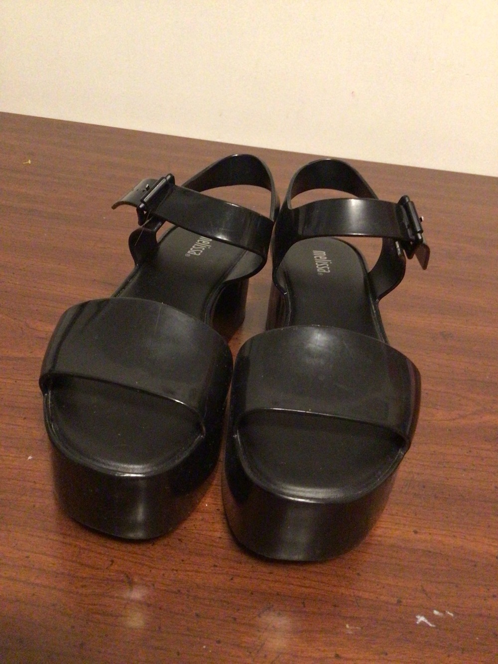 Melissa black jelly platform sandals SZ 5 water repellent